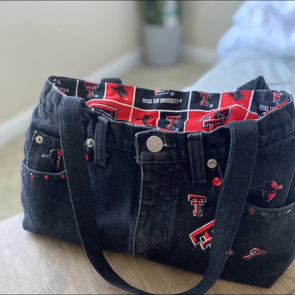 Texas Tech Red Raiders Football Denim Purse Flex On Campus! Lubbock Texas RARE